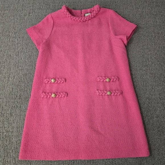 Tuckernuck Dresses & Skirts - Tuckernuck Jackie Tweed Dress Womens XXL Pink Gold Button Short Sleeve Preppy